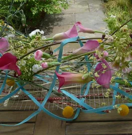 Zomers tafelstuk met kippengaas