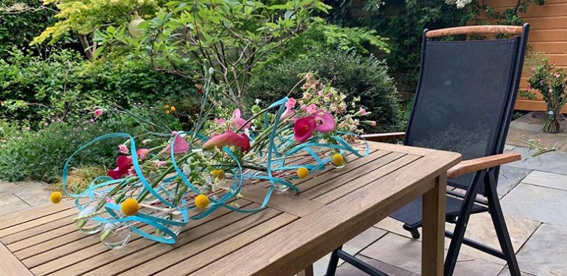 Zomers tafelstuk met kippengaas