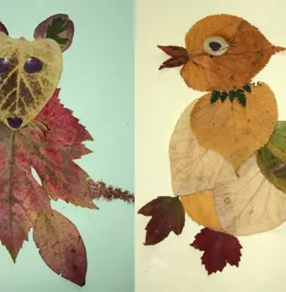 Dieren maken van herfstblaadjes
