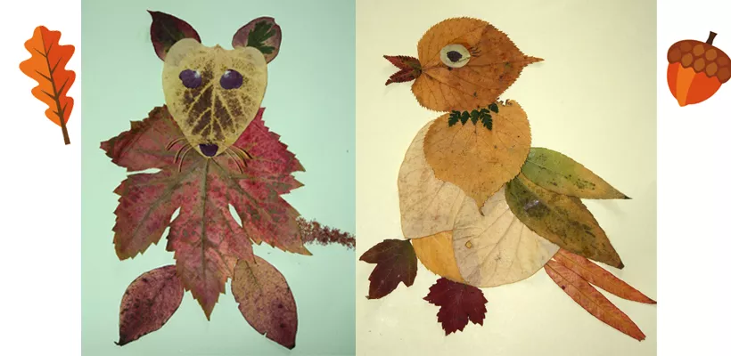 Dieren maken van herfstblaadjes