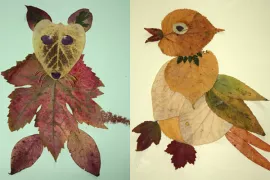 Dieren maken van herfstblaadjes