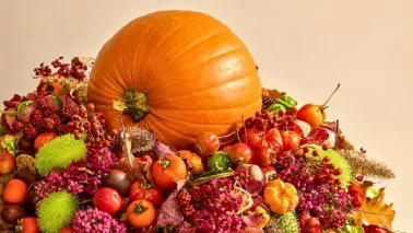 De herfst ligt voor het oprapen: bourgondisch arrangement van wat de tuin nu geeft