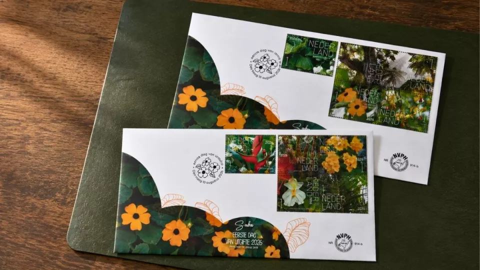 Afbeelding Winnen: eerstedagsenveloppen met de flora van Saba