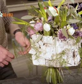 Paasboeket met kraag van schors (video)